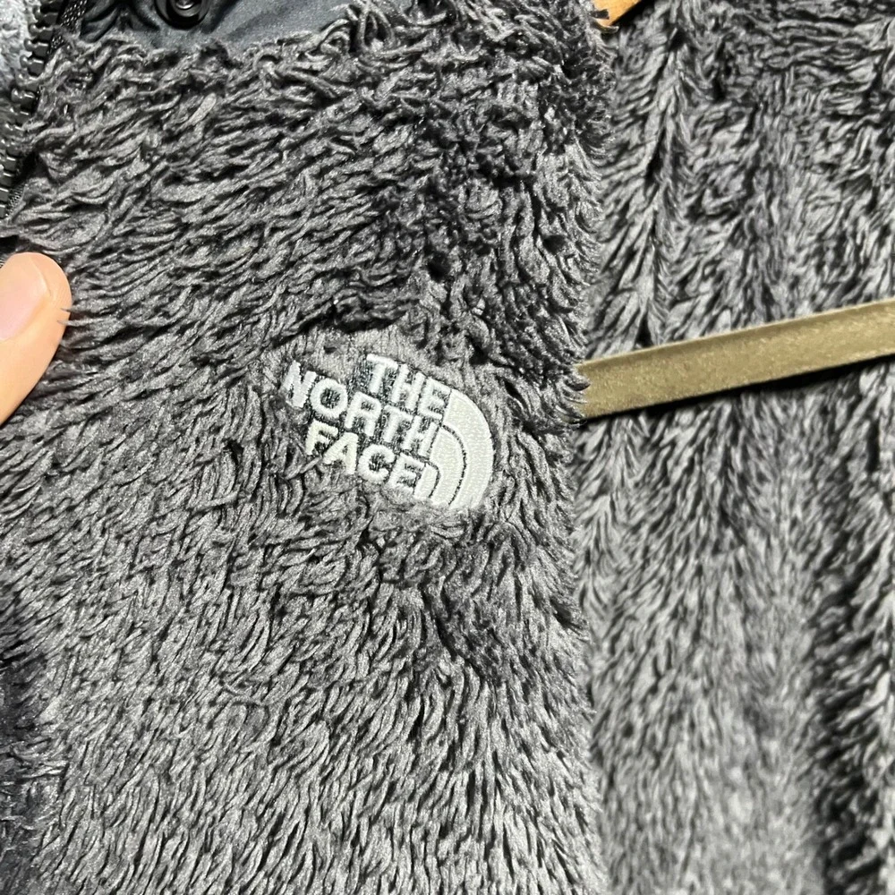 The North Face Puffer Jacket Boys XL Grey Black Chimborazo Fleece Lined Full Zip
